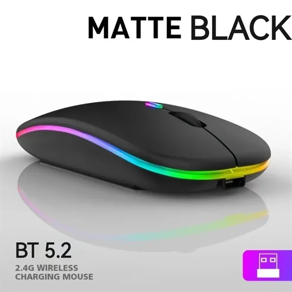 Super Slim Rechargeable Silent Wireless Mouse with LED Light - Super Slim Rechargeable Silent Wireless Mouse with LED Light - Image 2 of 10