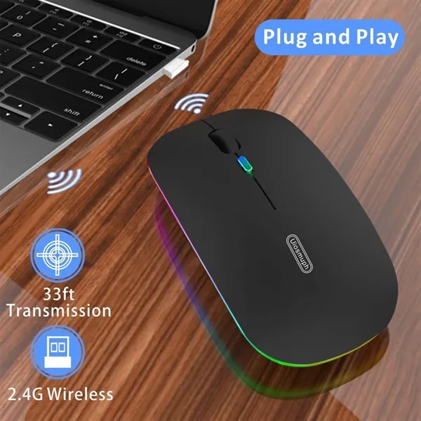 Super Slim Rechargeable Silent Wireless Mouse with LED Light - Super Slim Rechargeable Silent Wireless Mouse with LED Light - Image 3 of 10