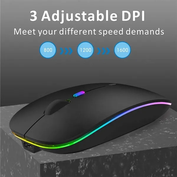 Super Slim Rechargeable Silent Wireless Mouse with LED Light - Super Slim Rechargeable Silent Wireless Mouse with LED Light - Image 4 of 10