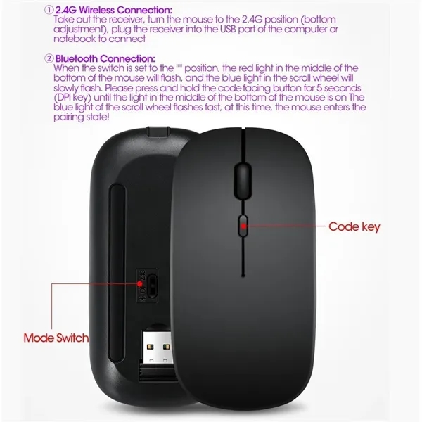 Super Slim Rechargeable Silent Wireless Mouse with LED Light - Super Slim Rechargeable Silent Wireless Mouse with LED Light - Image 6 of 10