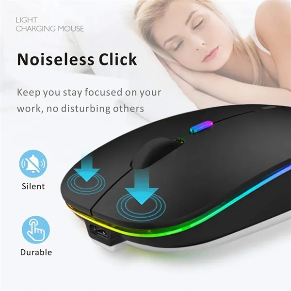 Super Slim Rechargeable Silent Wireless Mouse with LED Light - Super Slim Rechargeable Silent Wireless Mouse with LED Light - Image 8 of 10