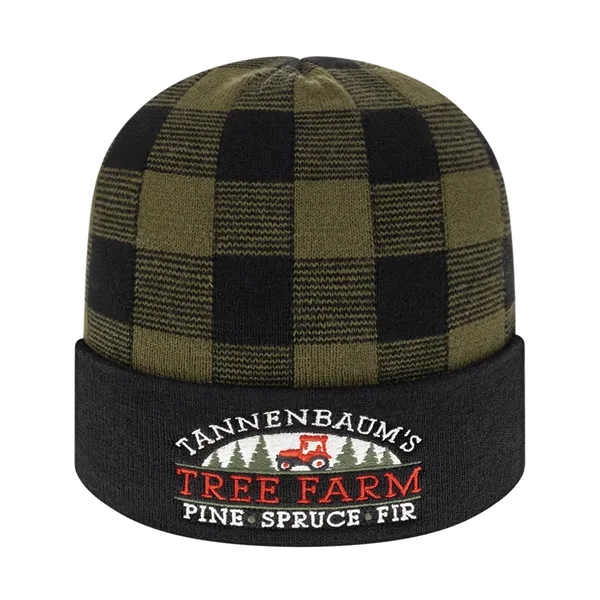 Plaid Knit Cap with Cuff - Plaid Knit Cap with Cuff - Image 0 of 8