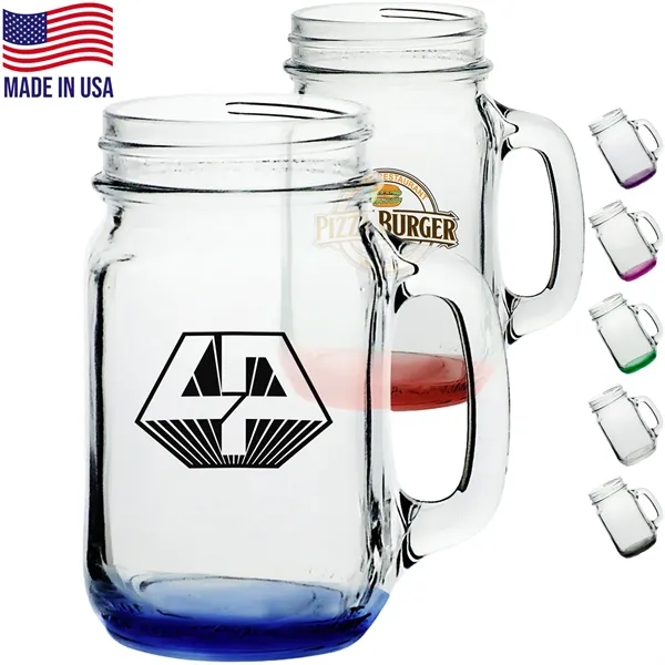 16 oz. Mason Drinking Jars with Handles - 16 oz. Mason Drinking Jars with Handles - Image 0 of 7