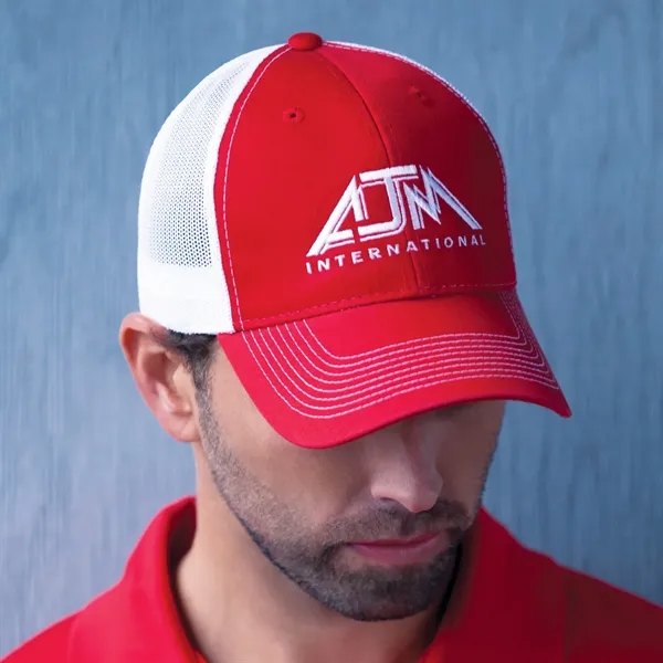 6 Panel Enzyme Washed Deluxe Chino Twill/Soft Nylon Mesh Cap - 6 Panel Enzyme Washed Deluxe Chino Twill/Soft Nylon Mesh Cap - Image 6 of 11