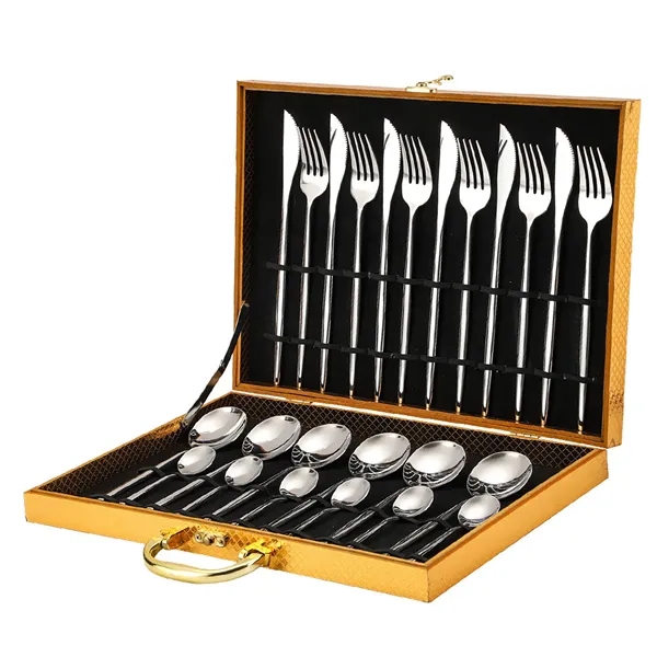 24pcs Gold Stainless Steel Tableware Cutlery Set Gift Box - 24pcs Gold Stainless Steel Tableware Cutlery Set Gift Box - Image 3 of 4