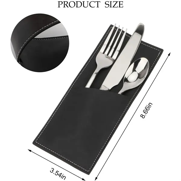 Leather Cutlery Sleeve Utensil with 3 compartments - Leather Cutlery Sleeve Utensil with 3 compartments - Image 1 of 4
