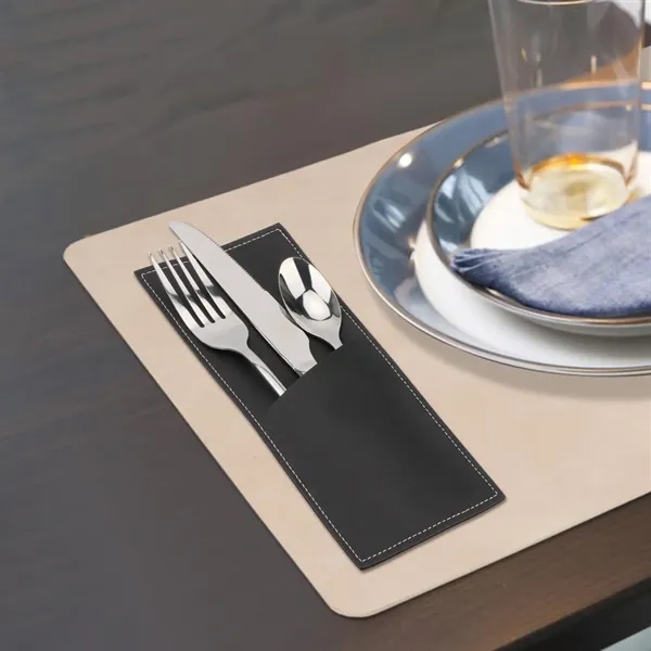 Leather Cutlery Sleeve Utensil with 3 compartments - Leather Cutlery Sleeve Utensil with 3 compartments - Image 2 of 4