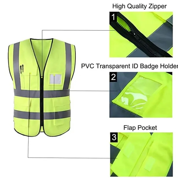 Multi Pockets High Visibility Reflective Safety Vests - Multi Pockets High Visibility Reflective Safety Vests - Image 2 of 2