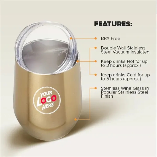 Largo Stemless Wine Glass with Lid -11 oz - Largo Stemless Wine Glass with Lid -11 oz - Image 14 of 21