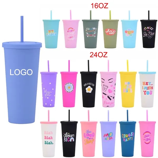 16oz/24oz Frosted double-deck beverage cup - 16oz/24oz Frosted double-deck beverage cup - Image 0 of 6