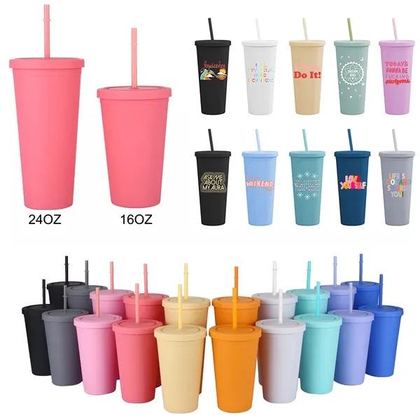 16oz/24oz Frosted double-deck beverage cup - 16oz/24oz Frosted double-deck beverage cup - Image 1 of 6