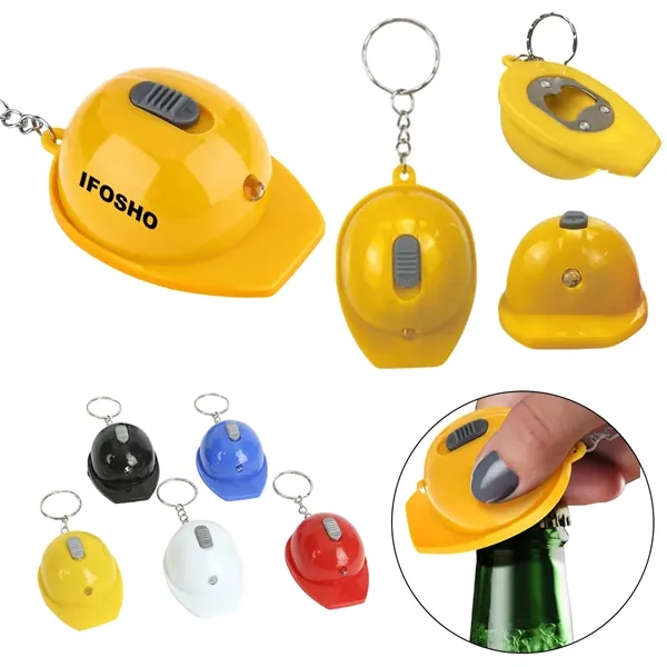 Construction Hat Flashlight Bottle Opener w/ Keychain - Construction Hat Flashlight Bottle Opener w/ Keychain - Image 0 of 6