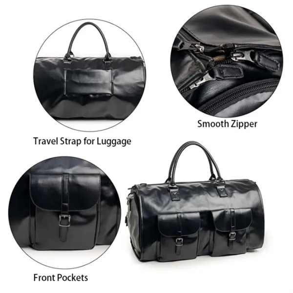 Convertible Duffle Garment Bag with Premium PU Leather - Convertible Duffle Garment Bag with Premium PU Leather - Image 4 of 4