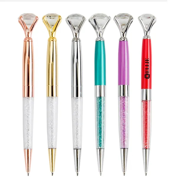 Crystal Diamond Metal Ballpoint Pen With Black Ink - Crystal Diamond Metal Ballpoint Pen With Black Ink - Image 0 of 4