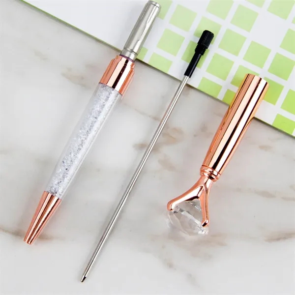 Crystal Diamond Metal Ballpoint Pen With Black Ink - Crystal Diamond Metal Ballpoint Pen With Black Ink - Image 2 of 4