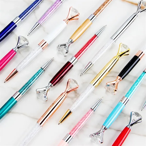 Crystal Diamond Metal Ballpoint Pen With Black Ink - Crystal Diamond Metal Ballpoint Pen With Black Ink - Image 3 of 4