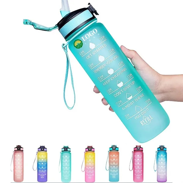 32Oz Motivational Fitness Leak-Proof Sports Water Bottle - 32Oz Motivational Fitness Leak-Proof Sports Water Bottle - Image 0 of 14