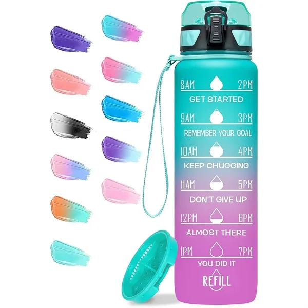 32Oz Motivational Fitness Leak-Proof Sports Water Bottle - 32Oz Motivational Fitness Leak-Proof Sports Water Bottle - Image 3 of 14