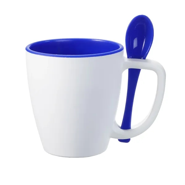 Double Wall Insulated Mug with Spoon, 14 oz. - Double Wall Insulated Mug with Spoon, 14 oz. - Image 1 of 10