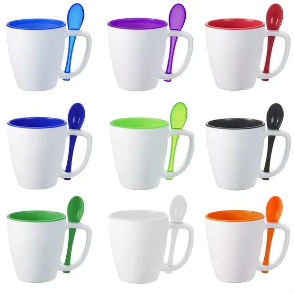 Double Wall Insulated Mug with Spoon, 14 oz. - Double Wall Insulated Mug with Spoon, 14 oz. - Image 4 of 10
