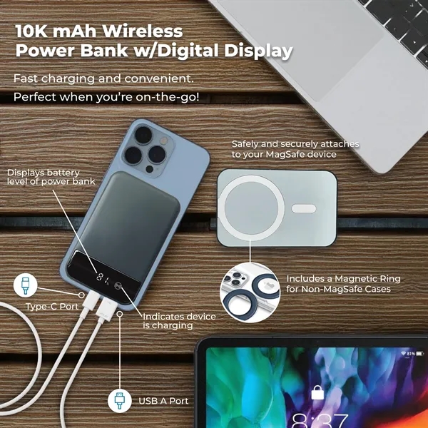 10K mAh Wireless Power Bank w/Digital Display - 10K mAh Wireless Power Bank w/Digital Display - Image 3 of 3