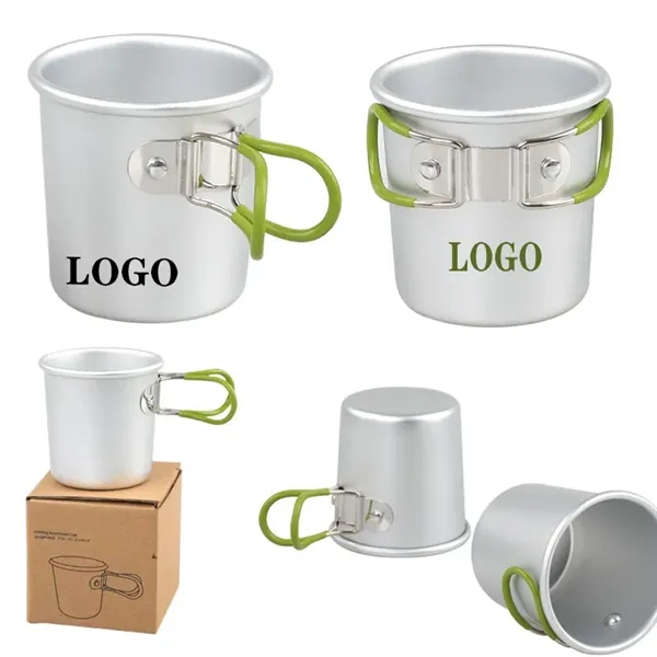 5oz Aluminum Alloy Camping Mug Coffee Cup w/Foldable Handle - 5oz Aluminum Alloy Camping Mug Coffee Cup w/Foldable Handle - Image 0 of 2