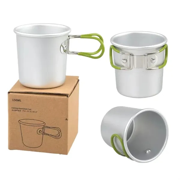 5oz Aluminum Alloy Camping Mug Coffee Cup w/Foldable Handle - 5oz Aluminum Alloy Camping Mug Coffee Cup w/Foldable Handle - Image 2 of 2