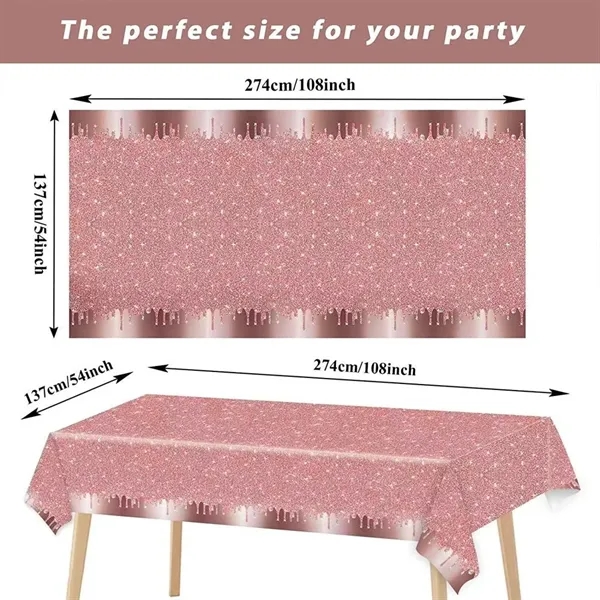 Disposable Rose Gold Party Tablecloths - Disposable Rose Gold Party Tablecloths - Image 2 of 3