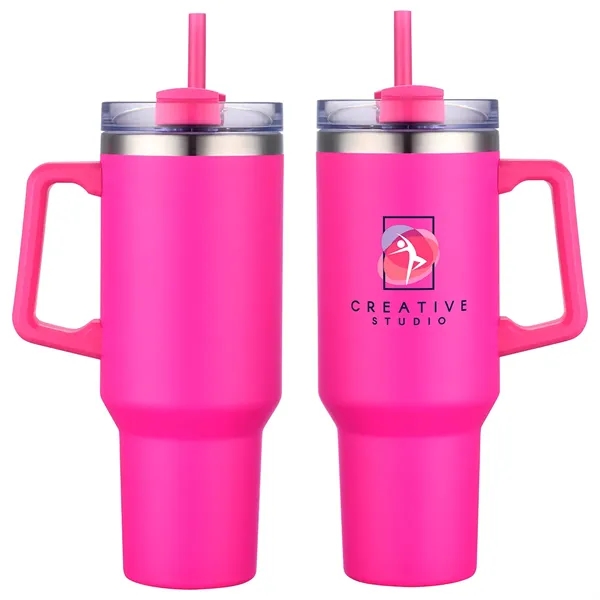 Genoa 40 oz Vacuum Insulated Travel Mug with Straw - Genoa 40 oz Vacuum Insulated Travel Mug with Straw - Image 5 of 12
