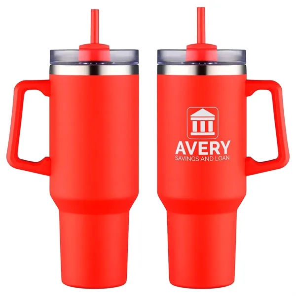 Genoa 40 oz Vacuum Insulated Travel Mug with Straw - Genoa 40 oz Vacuum Insulated Travel Mug with Straw - Image 10 of 12