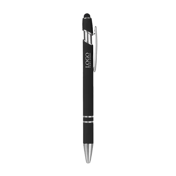 Personalized Rubber Black Stylus Ballpoint Pen - Personalized Rubber Black Stylus Ballpoint Pen - Image 9 of 13