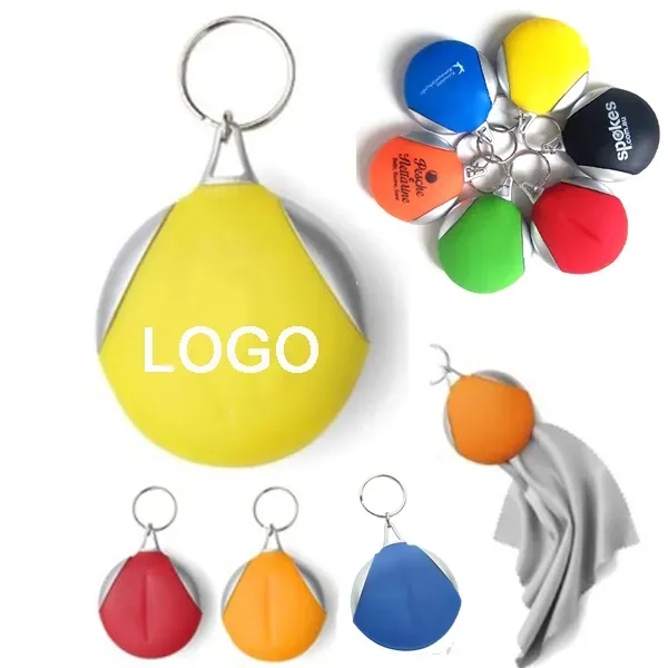 Rubber Key Chain with Microfiber Cleaning Cloth - Rubber Key Chain with Microfiber Cleaning Cloth - Image 0 of 6
