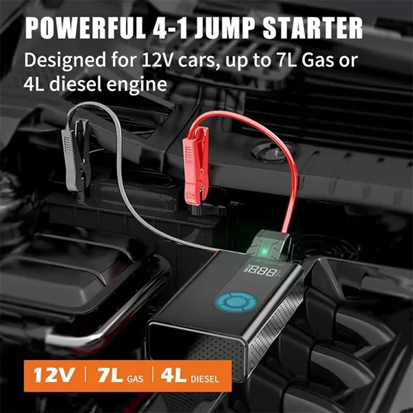 12000mah Jump Starter With Air Pump For Camping - 12000mah Jump Starter With Air Pump For Camping - Image 2 of 4