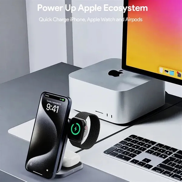 Aukey qi2 Foldable 3-in-1 Magnetic Ultra Fast Wireless Char - Aukey qi2 Foldable 3-in-1 Magnetic Ultra Fast Wireless Char - Image 1 of 14