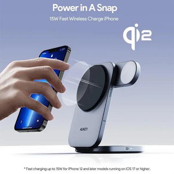 Aukey qi2 Foldable 3-in-1 Magnetic Ultra Fast Wireless Char - Aukey qi2 Foldable 3-in-1 Magnetic Ultra Fast Wireless Char - Image 2 of 14