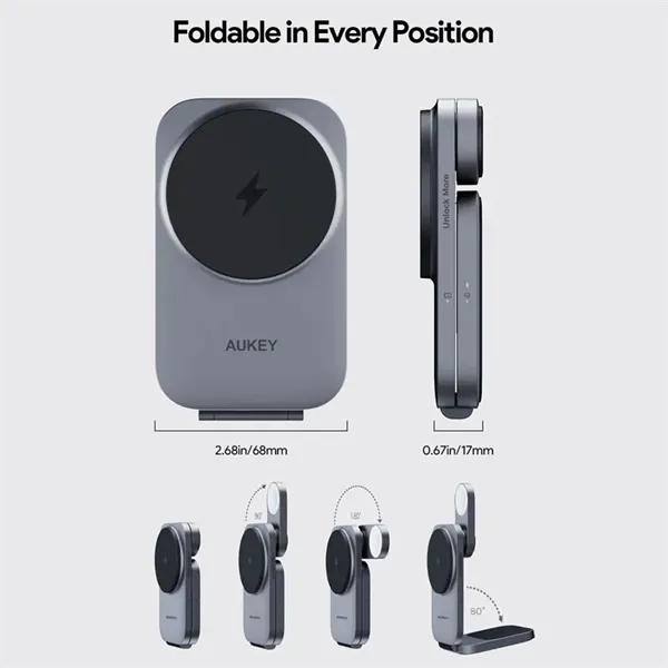 Aukey qi2 Foldable 3-in-1 Magnetic Ultra Fast Wireless Char - Aukey qi2 Foldable 3-in-1 Magnetic Ultra Fast Wireless Char - Image 4 of 14