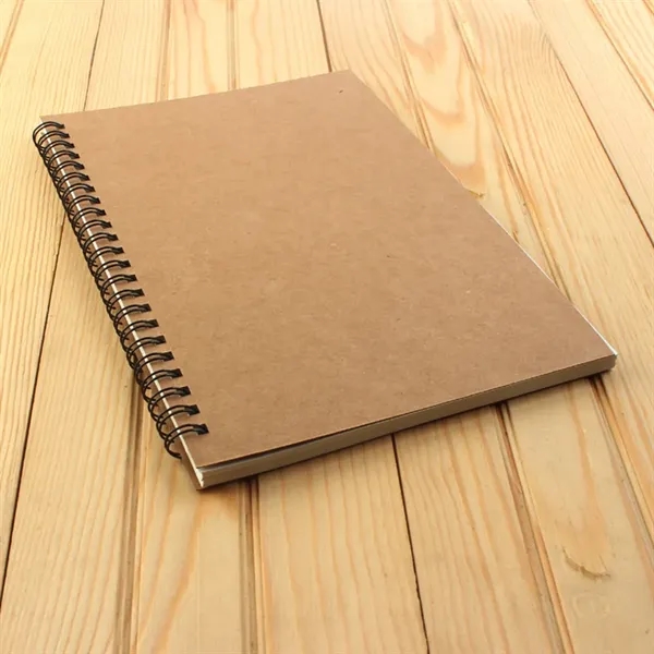 A5 Spiral Notebook Ruled Hard Kraft Cover 60 Sheets - A5 Spiral Notebook Ruled Hard Kraft Cover 60 Sheets - Image 2 of 4