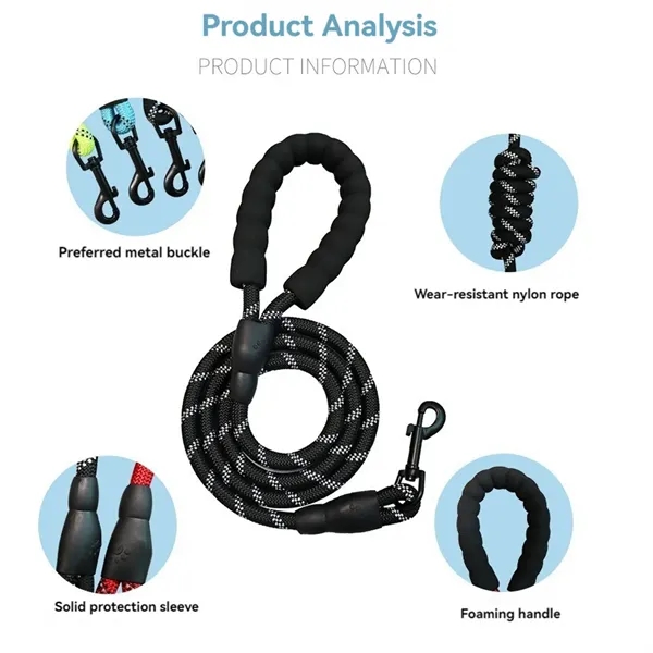 1.5m 5ft Reflective Strong Dog Leash - 1.5m 5ft Reflective Strong Dog Leash - Image 2 of 4
