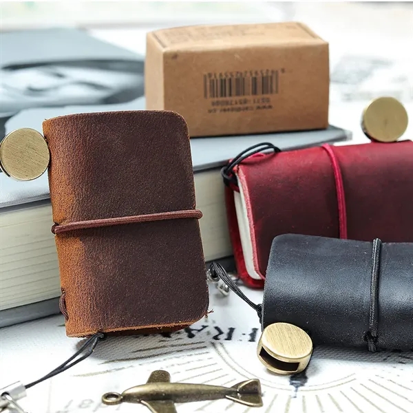 Crazy Horse Genuine Leather Mini Notebook Journal - Crazy Horse Genuine Leather Mini Notebook Journal - Image 2 of 4