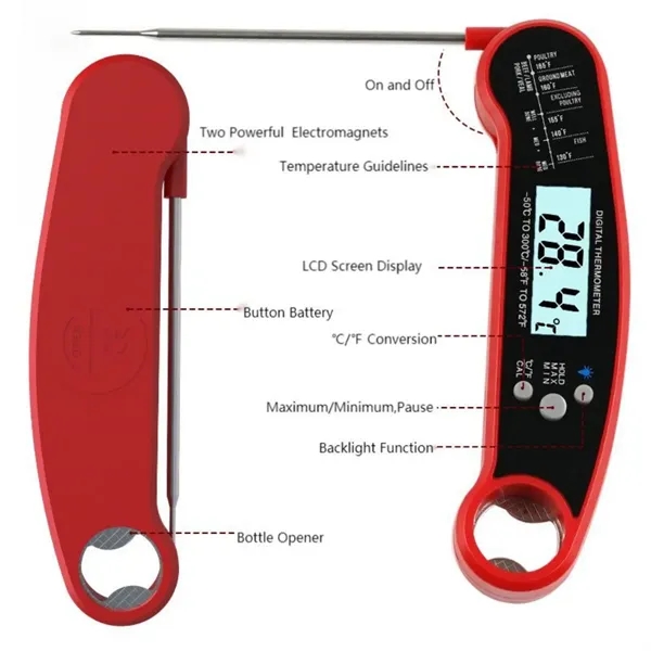 Foldable Waterproof Digital Instant Read Meat Thermometer - Foldable Waterproof Digital Instant Read Meat Thermometer - Image 1 of 5