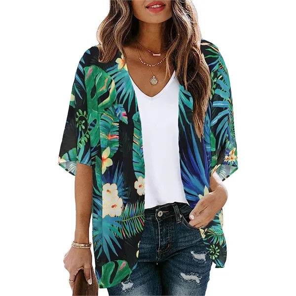 Women's Floral Print Puff Sleeve Tops - Women's Floral Print Puff Sleeve Tops - Image 1 of 4