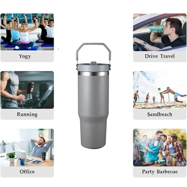 Stainless Steel Double Wall Insulated Tumbler With Handle - Stainless Steel Double Wall Insulated Tumbler With Handle - Image 4 of 4