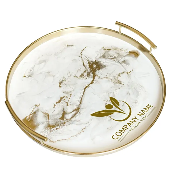 Resin Gold Round Tray - Resin Gold Round Tray - Image 0 of 3