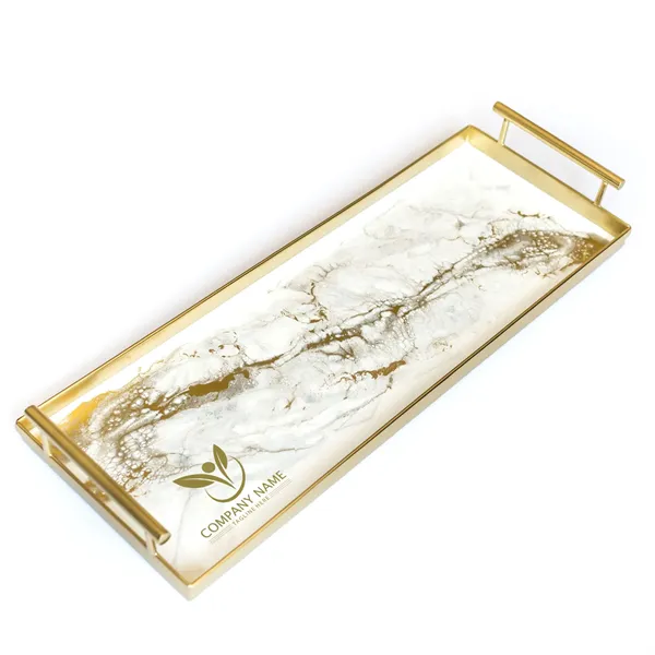 Resin Gold Rectangle Tray - Resin Gold Rectangle Tray - Image 0 of 3