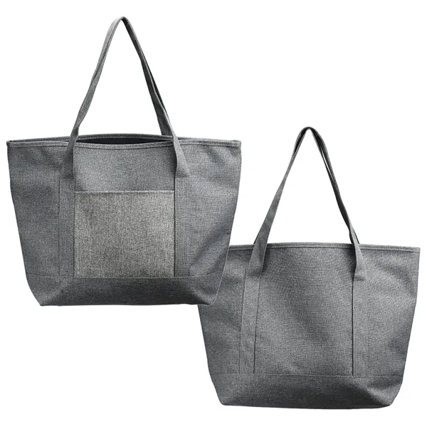 Heathered Tote Bag with Pocket - Heathered Tote Bag with Pocket - Image 1 of 4