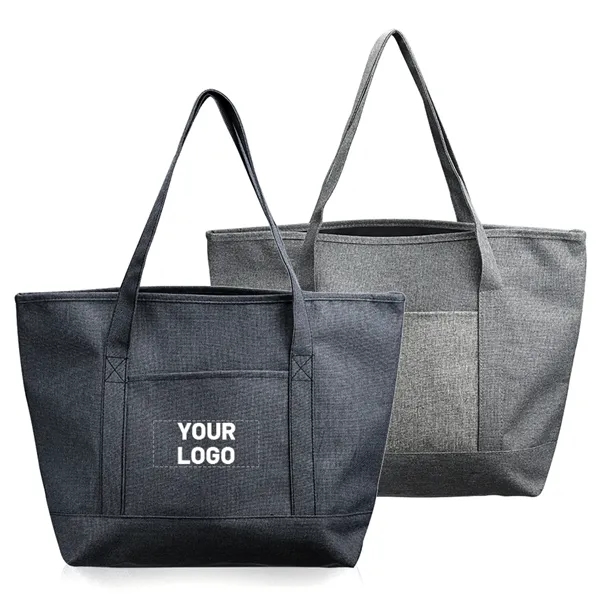 Heathered Tote Bag with Pocket - Heathered Tote Bag with Pocket - Image 3 of 4