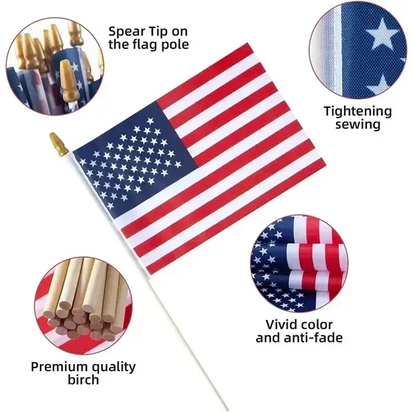 4"X6" Handheld Stick USA Flag - 4"X6" Handheld Stick USA Flag - Image 2 of 6
