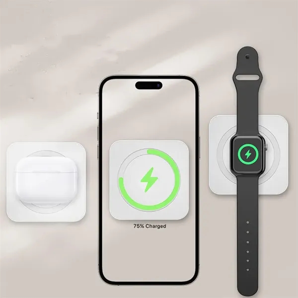 Mini 3-in-1 Wireless Magnetic Power Bank with Keychain - Mini 3-in-1 Wireless Magnetic Power Bank with Keychain - Image 1 of 8