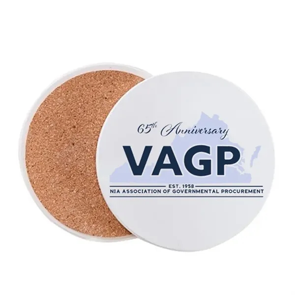4" Round Cork Ceramic Coasters - 4" Round Cork Ceramic Coasters - Image 3 of 3