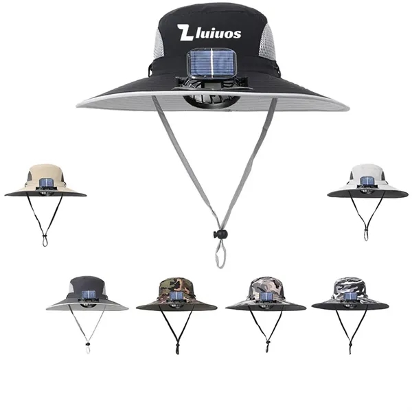 Wide Brim Solar Fan Outdoor Fishing Hat - Wide Brim Solar Fan Outdoor Fishing Hat - Image 0 of 1